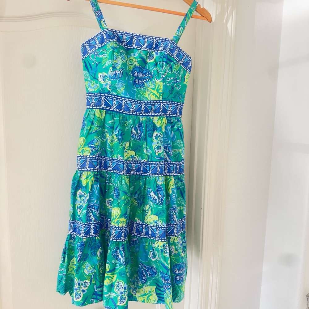 NWT Lilly Pulitzer Sz 00 Cassidy Dress Botanical Green - Picture 2 of 7